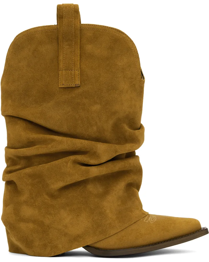 R13 Brown Low Rider Cowboy Boots Light