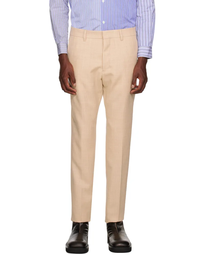 AMI Paris Beige Cigarette Trousers Beige