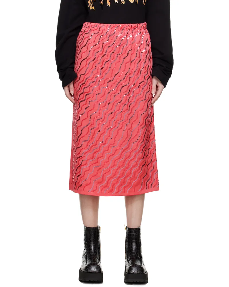 Marni Pink Sequin Midi Skirt Ric37