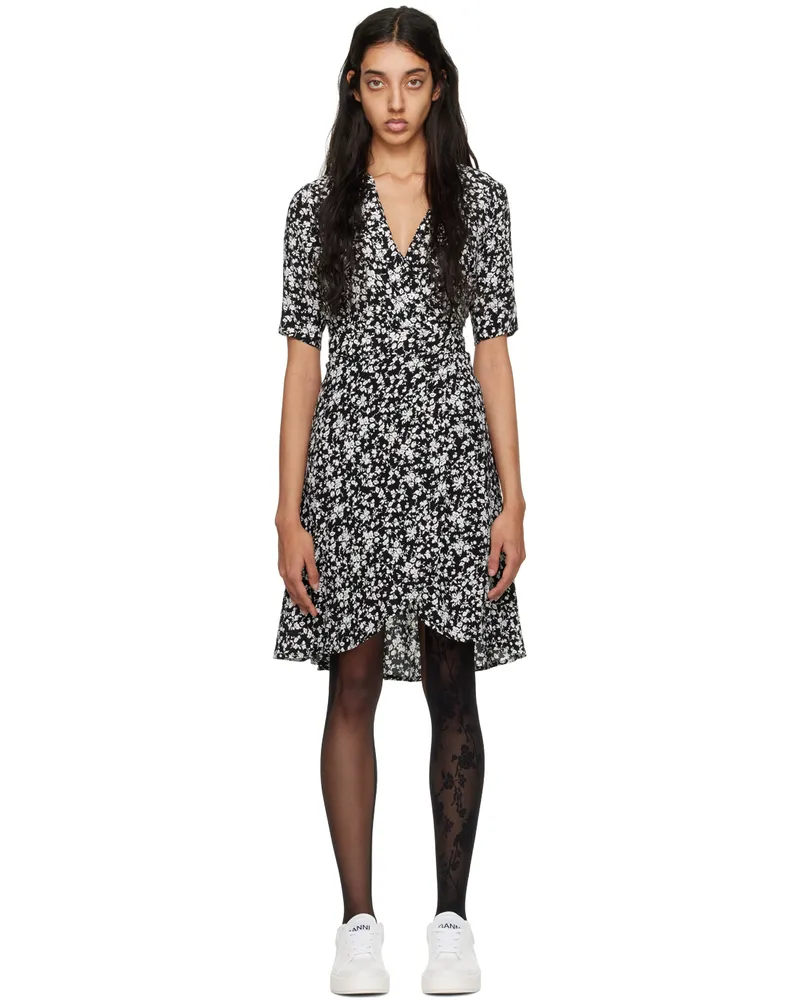 Ganni Black Wrap Minidress 099