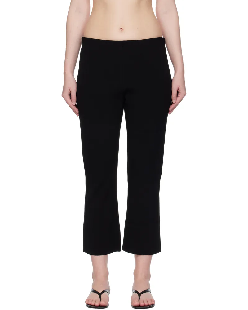 AMOMENTO Black Knit Capri Leggings Black