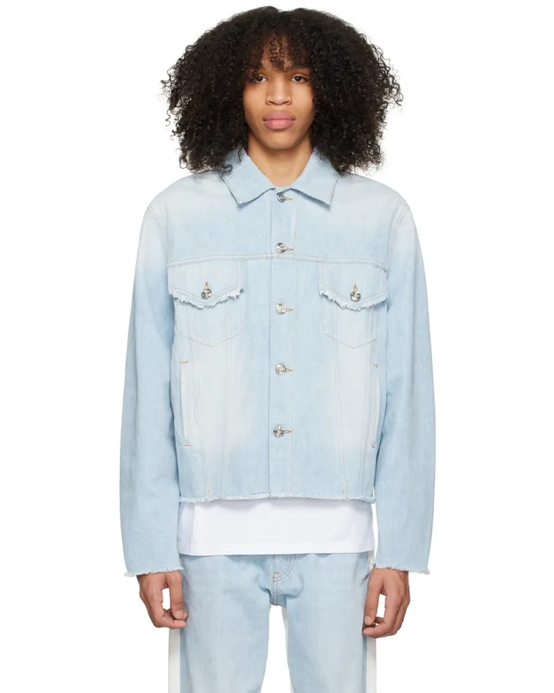 BLUEMARBLE Blue & White Frayed Denim Jacket Bic