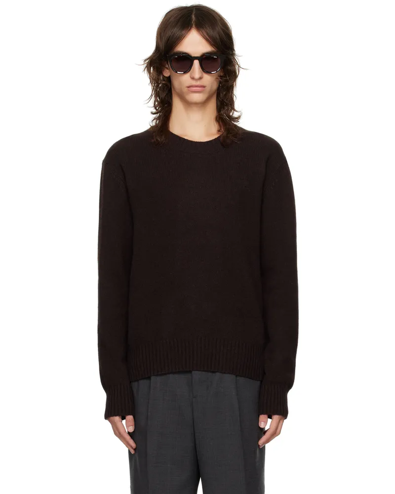 AMI Paris Brown Cashmere Ami De Cœur Sweater Dark