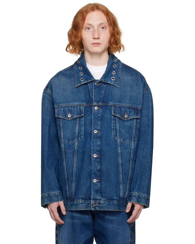 OFF-WHITE Blue Eyelet Denim Jacket Blue