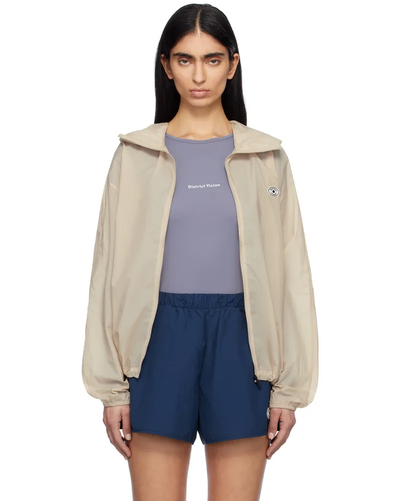 District Vision Beige Cropped Ultralight Wind Sport Jacket Chalk