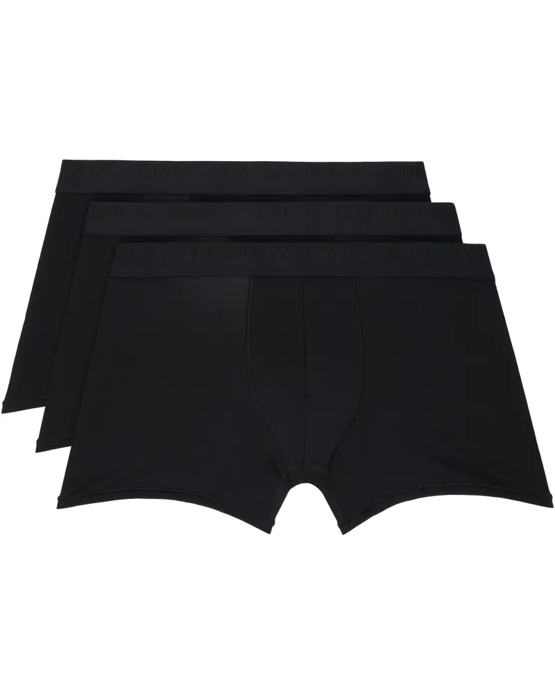 SKIMS Three-Pack Black SKIMS Stretch 3 Boxer Briefs Obsidian