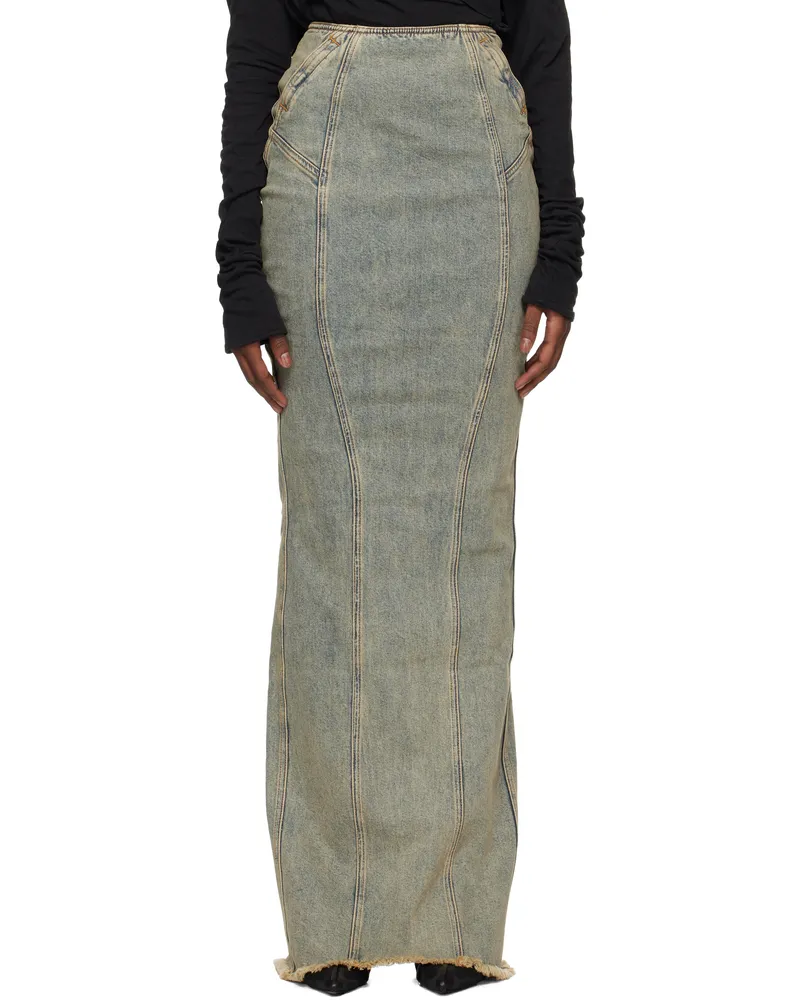 Entire Studios Blue Channel Denim Maxi Skirt Surface