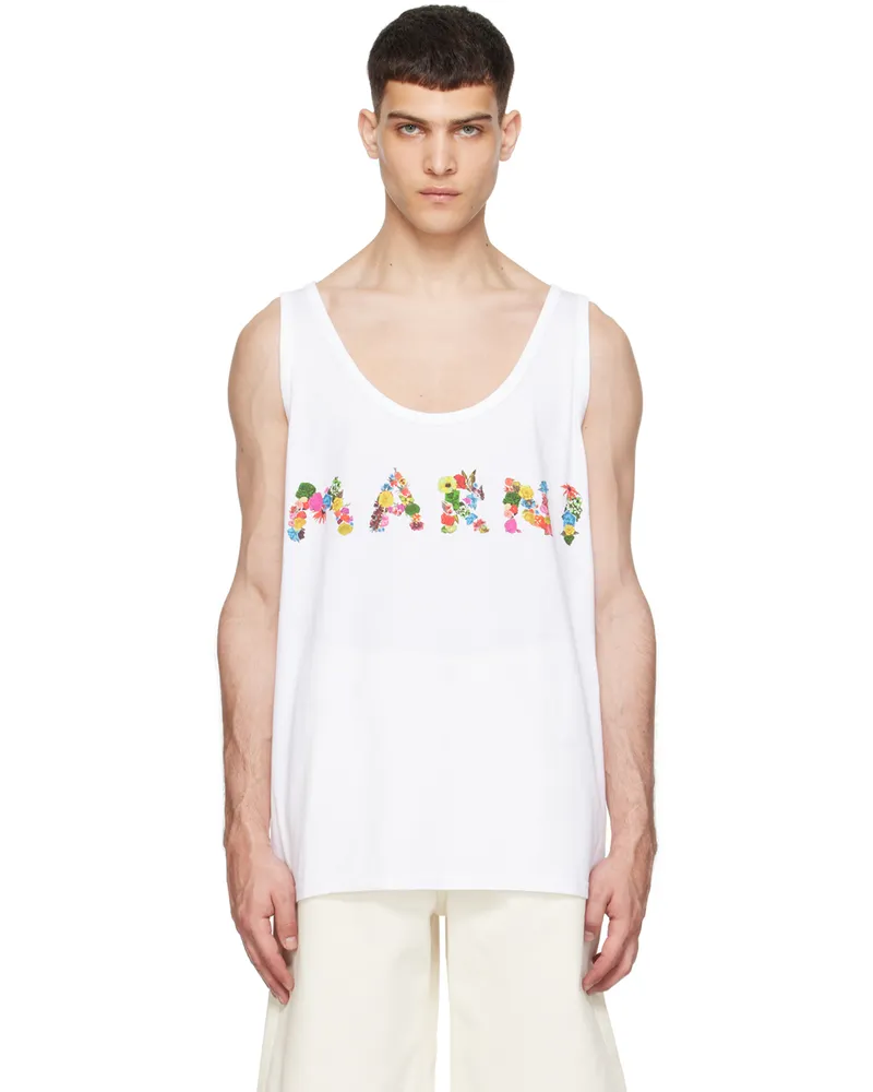 Marni White Printed Tank Top Cbw01