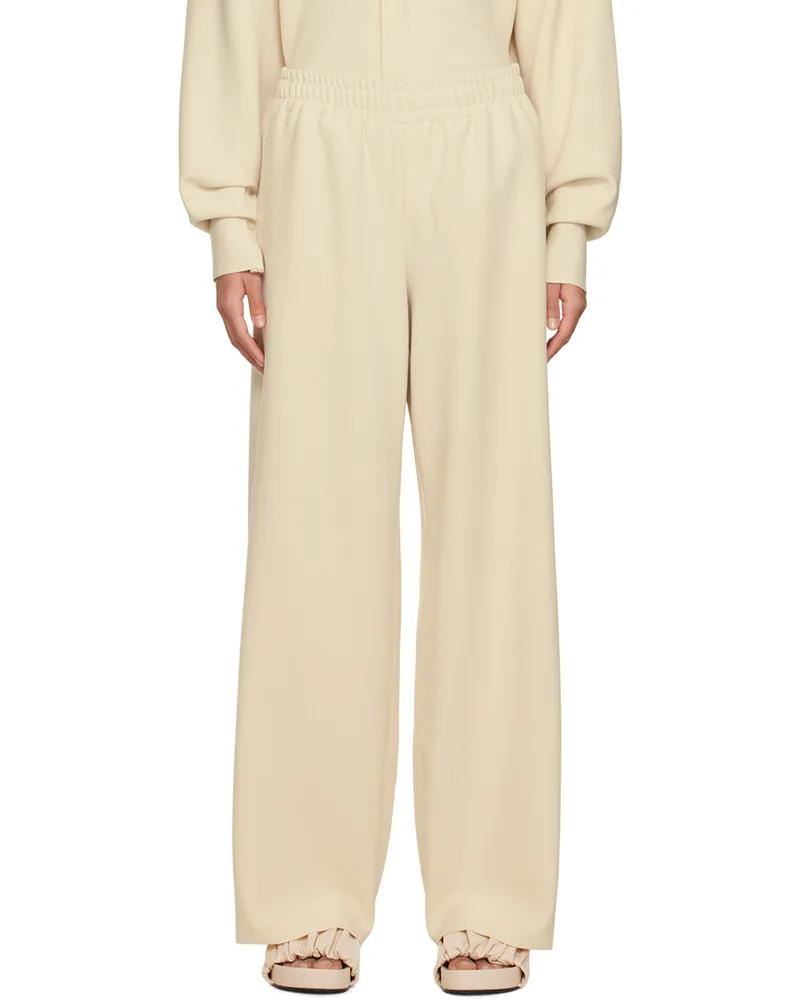 Birrot Off-White Drawstring Trousers Eggshell