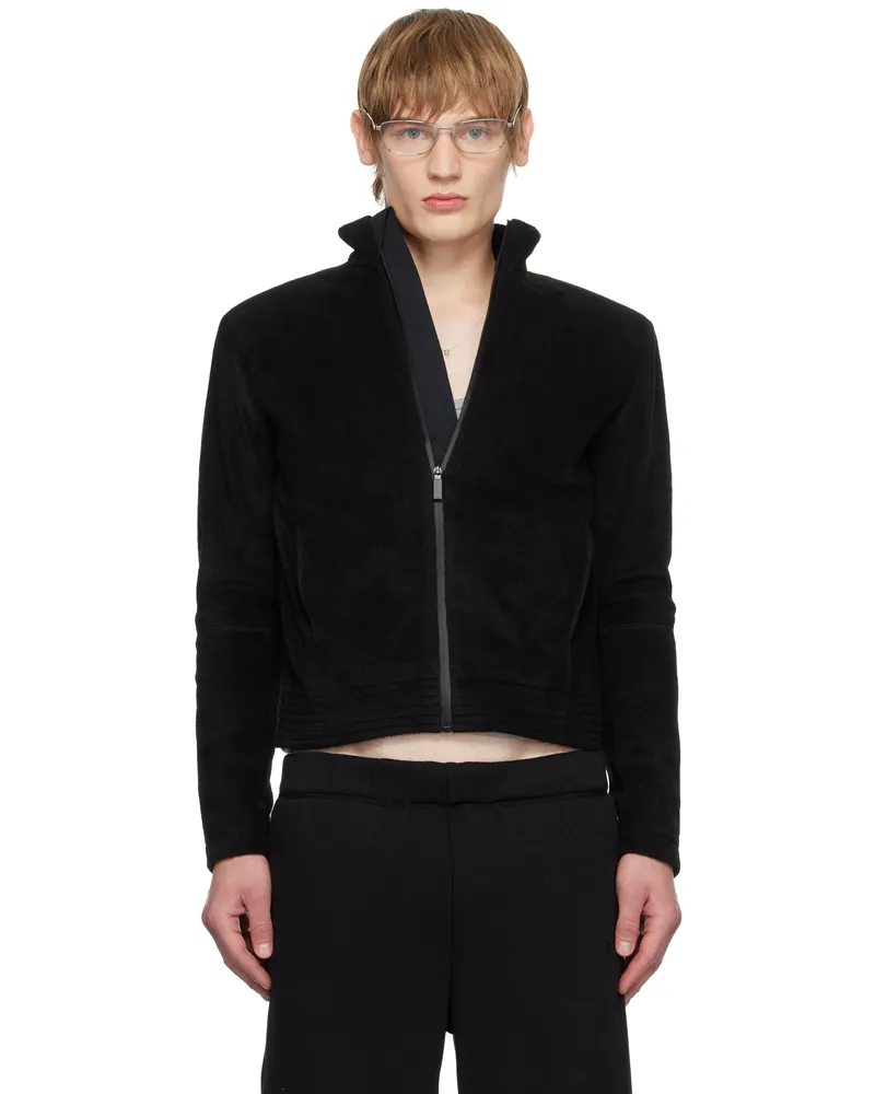 Fax Copy Express Black Fleece Zip-Up Jacket Black