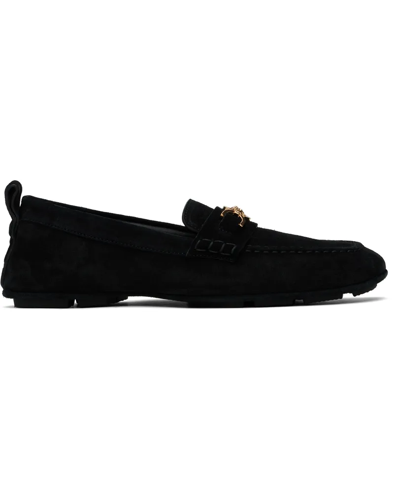 Versace Black Villa Suede Driver Loafers 1b00v-black-versace