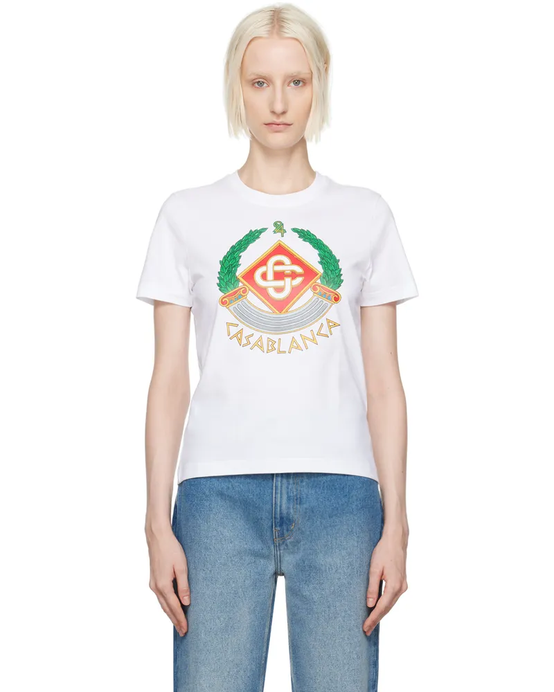 Casablanca Paris White Casa Crest Fitted T-Shirt Casa