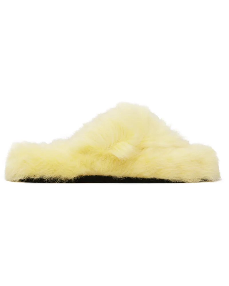 Acne Studios Yellow Shearling Sandals Aqm
