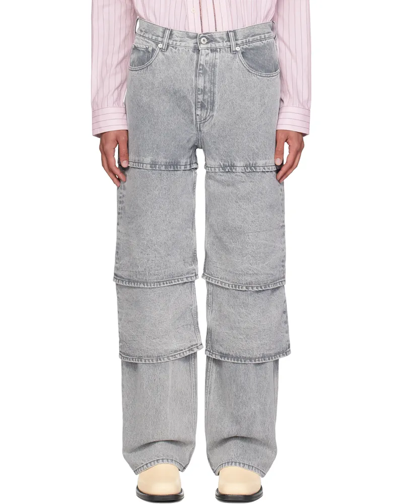 Y/PROJECT Gray Layered Jeans Vintage