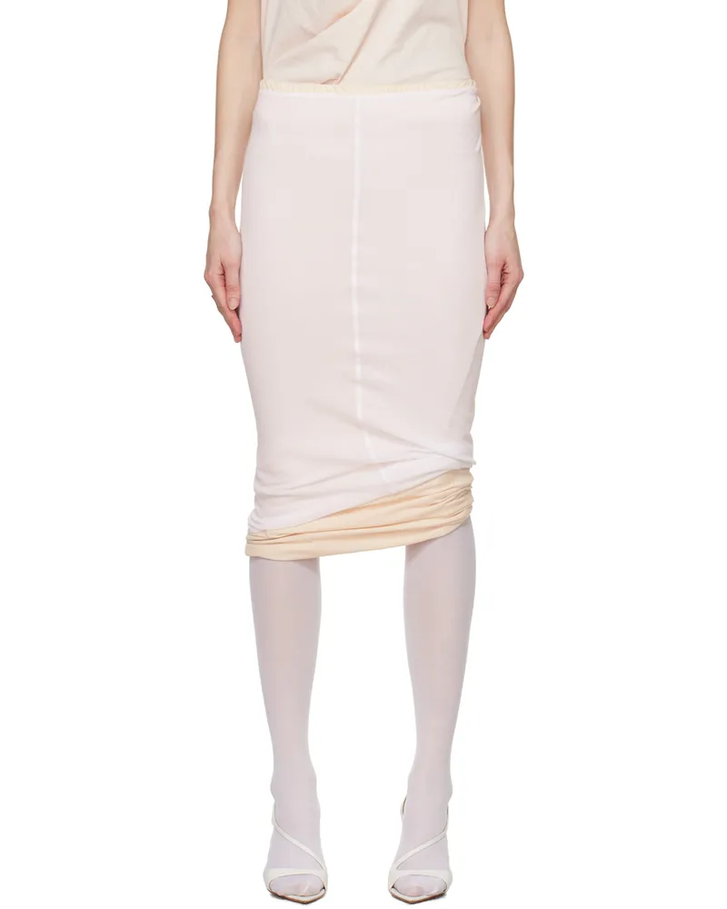 SPORTMAX White & Pink Fiordi Reversible Midi Skirt 8