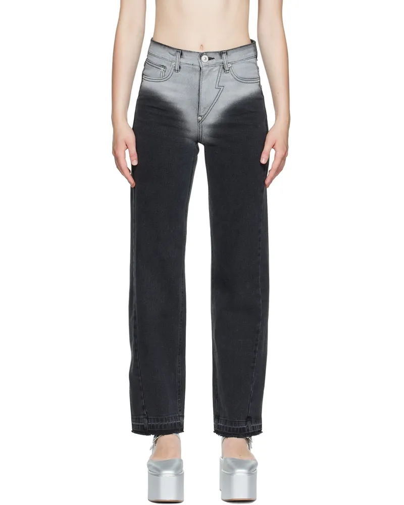 pushBUTTON Black Washed Relaxed Jeans Bk
