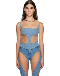 Thierry Mugler Blue Illusion Denim Tank Top Bmedblue