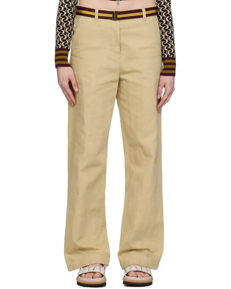 Dries van Noten Beige Belted Trousers 200