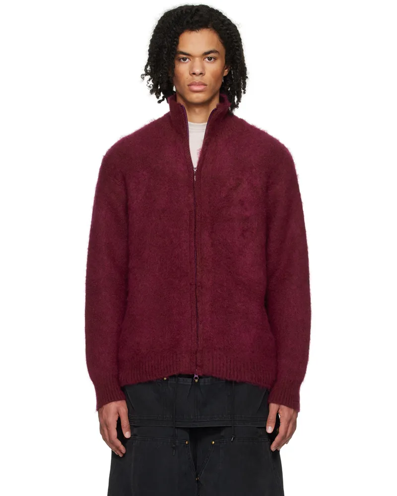 NEEDLES Pink Zipped Cardigan A-bordeaux
