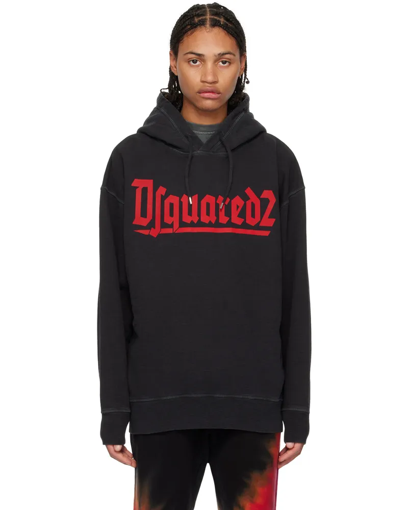 Dsquared2 Black Printed Hoodie 814