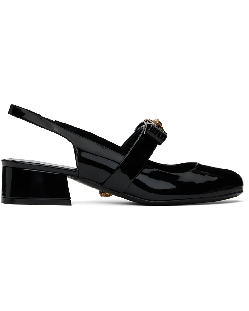 Versace Black Gianni Ribbon Patent Slingback 35 mm Heels 1b00v-black-versace