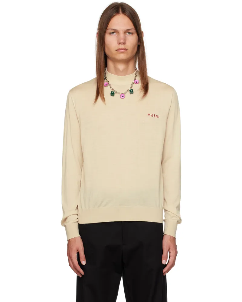 Marni Beige Embroidered Sweater 00w07