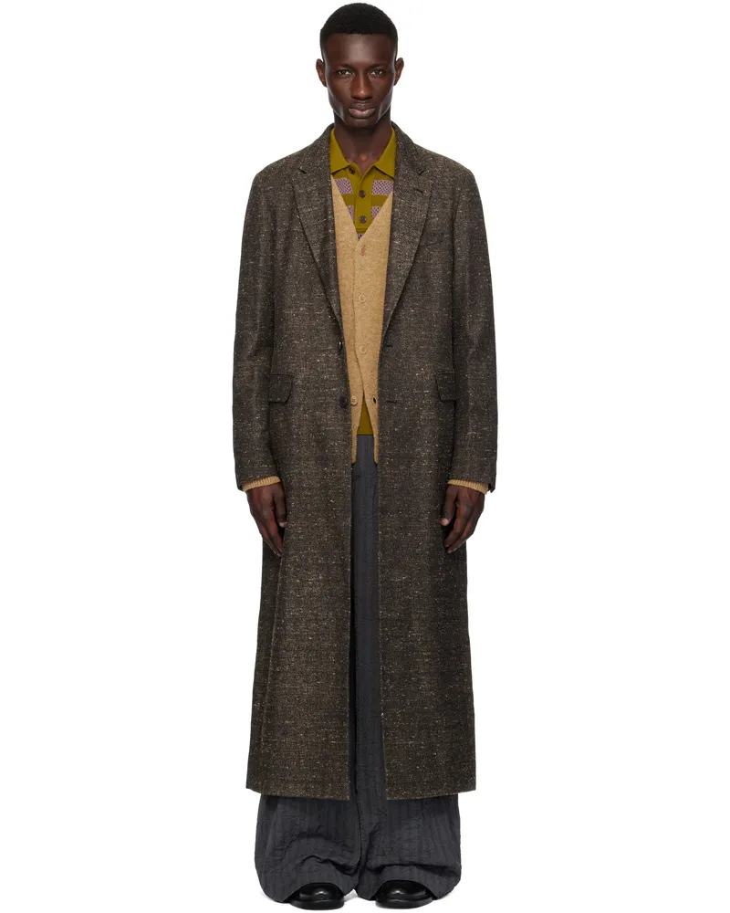 Dries van Noten Brown Cotton & Silk Coat 705