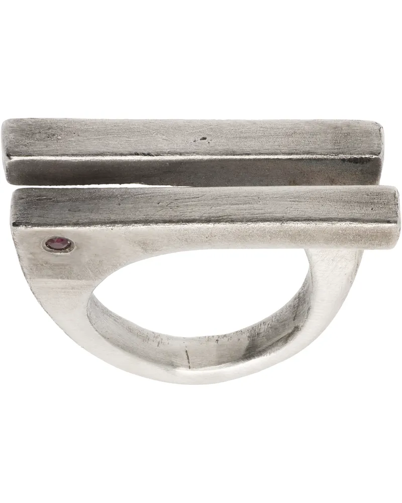 TITLE OF WORK Double Bar Ruby Ring Silver