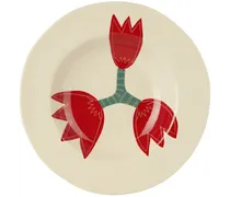 Red & Off-White Tulip Dinner Plate