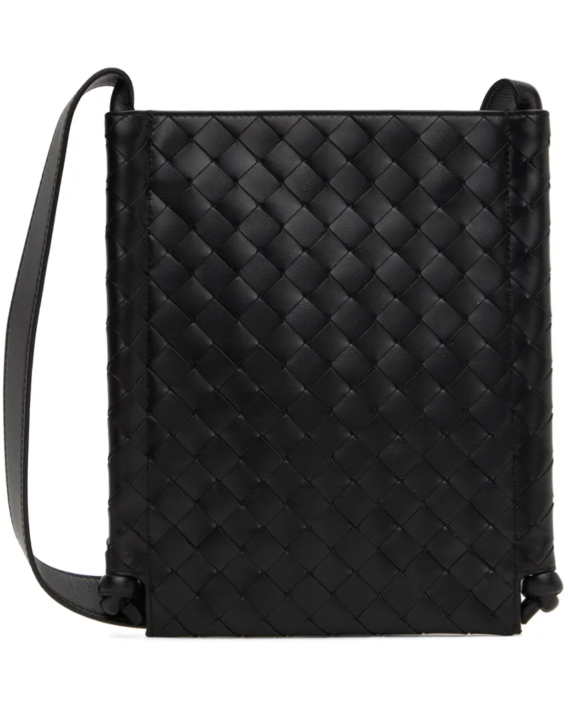 Bottega Veneta Black Small Flat Loop Pouch 8803-black-silver