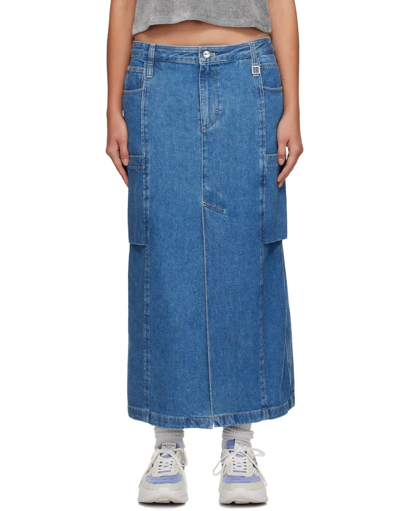 Wooyoungmi Blue Pocket Denim Maxi Skirt Blue