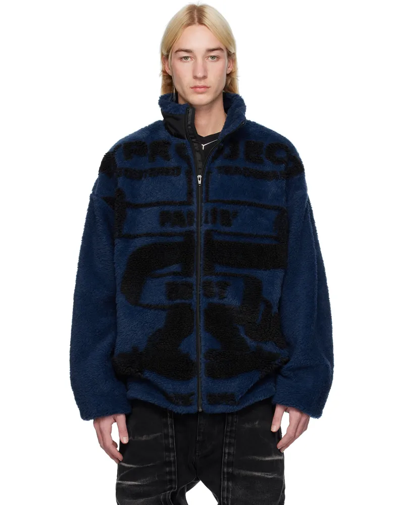 Y/PROJECT Blue 'Paris' Best' Jacquard Fleece Jacket Dark
