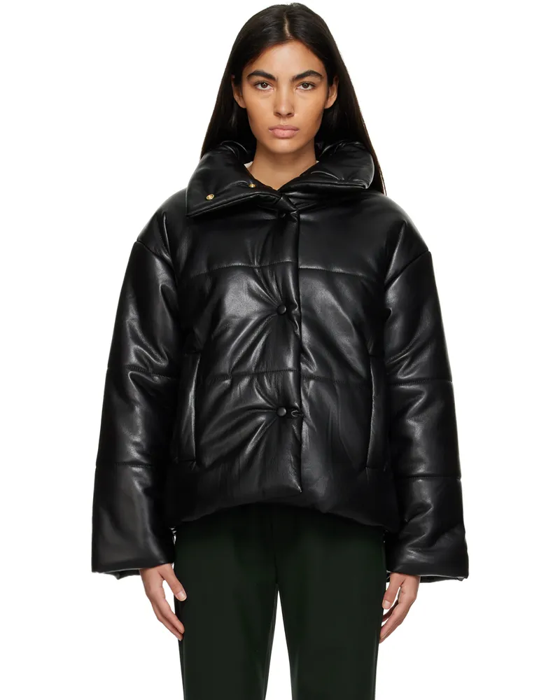 Nanushka Black Hide Vegan Leather Jacket Black