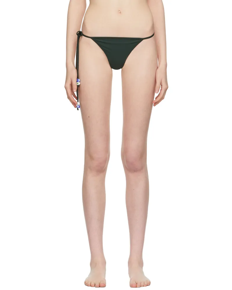 softandwet SSENSE Exclusive Green Beaded Thong Bikini Bottoms Dark