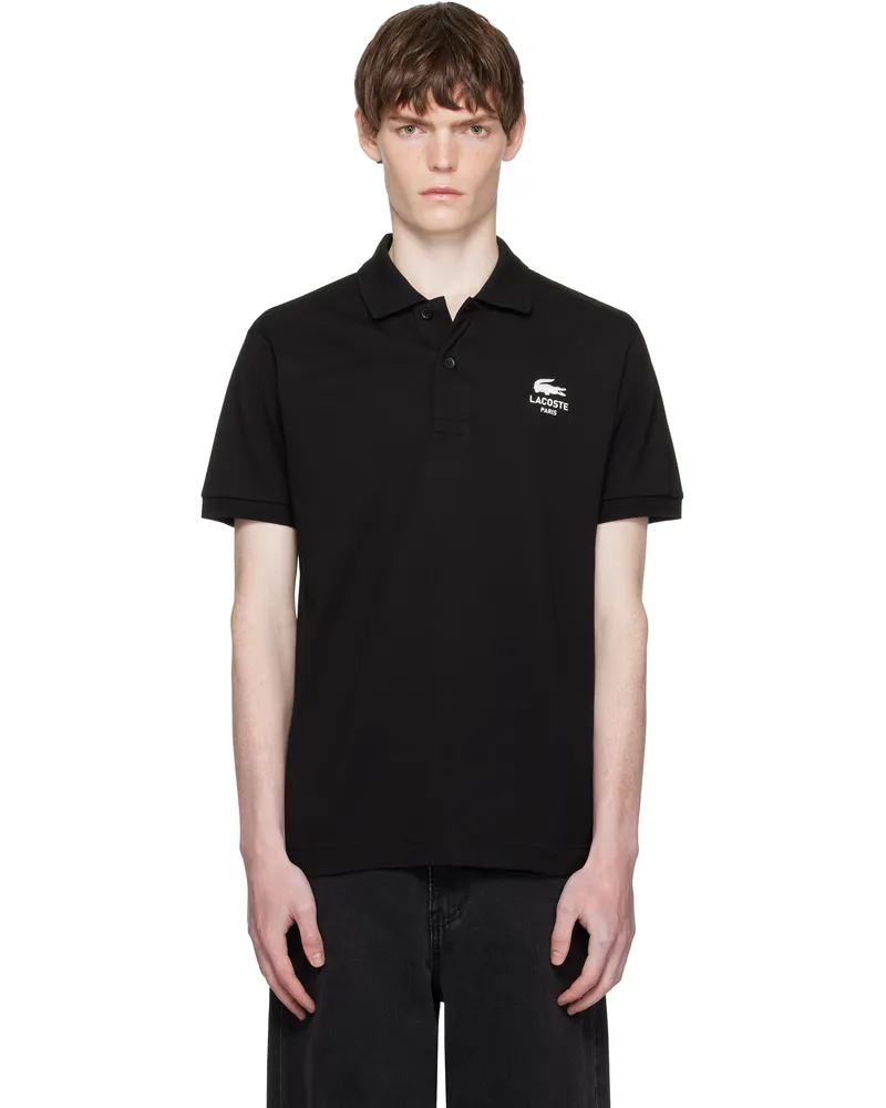 Lacoste Black Classic Fit Signature Print L.12.12 Polo Black