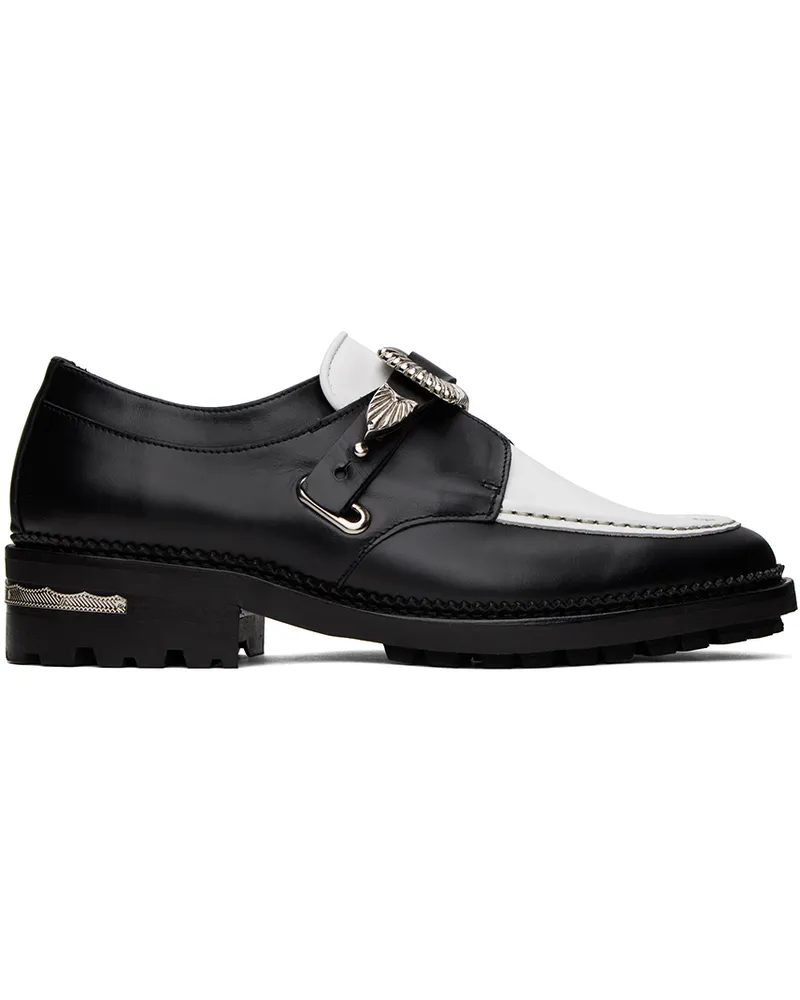 Toga SSENSE Exclusive Black & White Hard Leather Monkstraps Black
