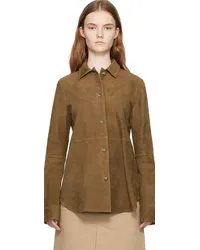 Totême Taupe Soft Suede Jacket Tobacco