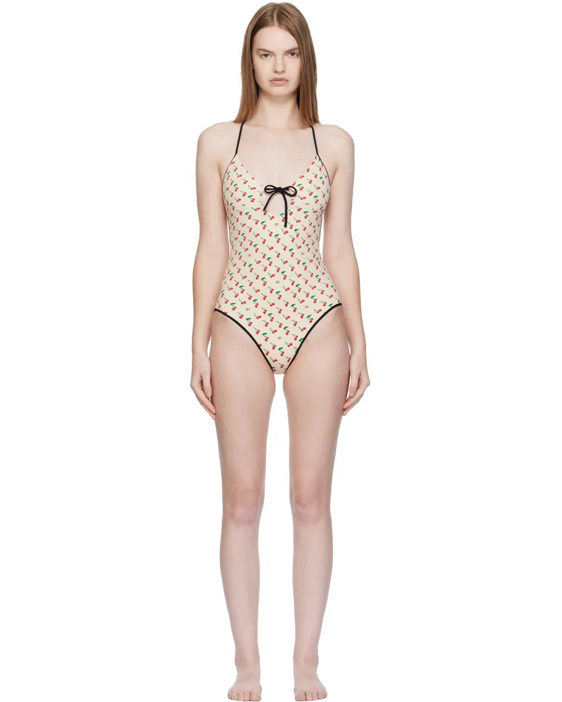 Valentino Garavani Beige Printed Swimsuit Crf