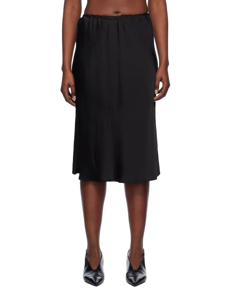 Jil Sander Black Elasticized Midi Skirt 001