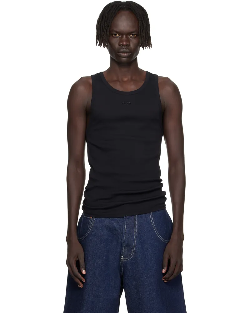 VETEMENTS Black Oval Logo Tank Top Black