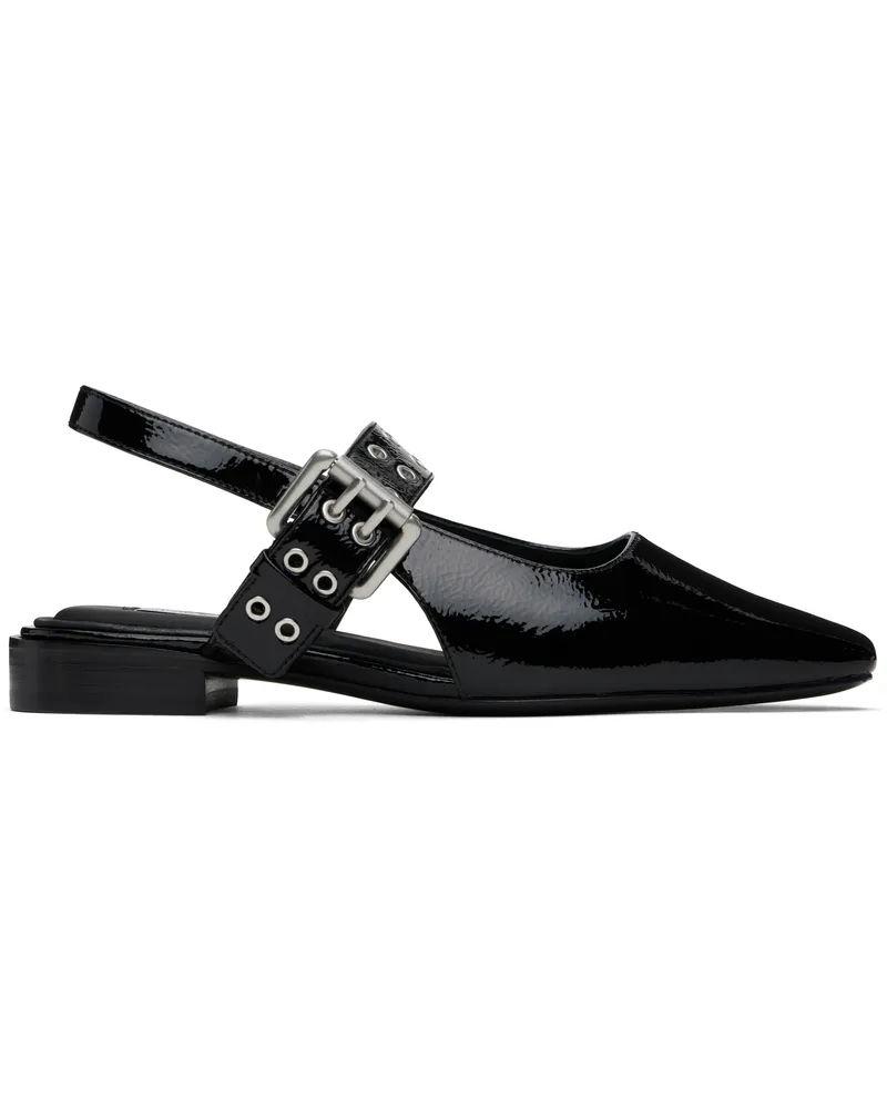 Rag & Bone Black Astra Leather Slingback Ballerina Flats Blkpatent