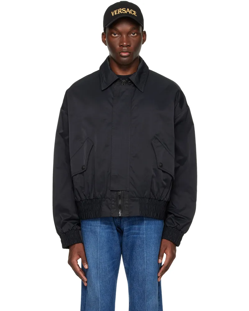 Versace Jeans Black Zip Bomber Jacket E899