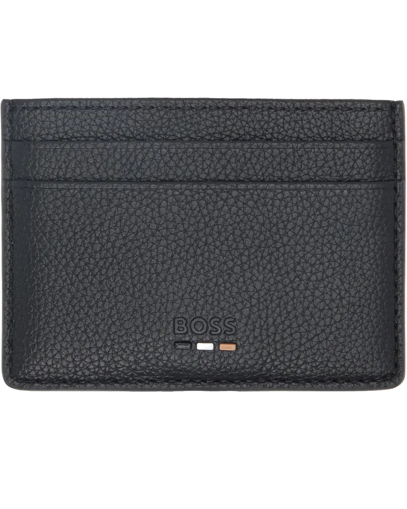 HUGO BOSS Black Grained Faux-Leather Card Holder 001-black