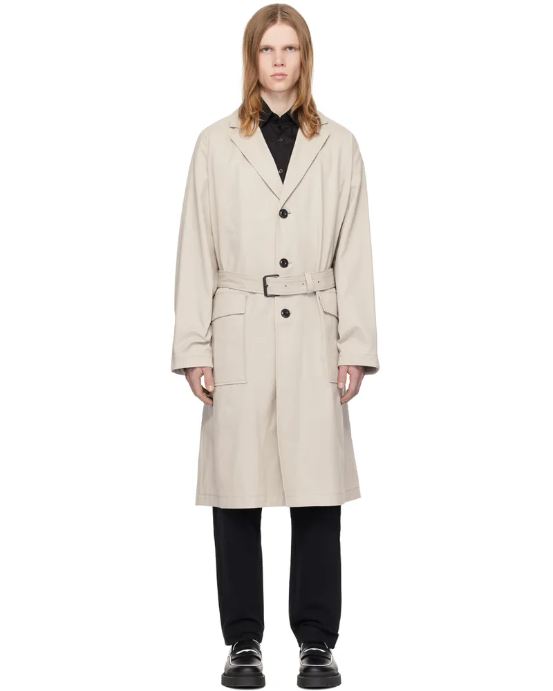 HUGO BOSS Beige Notched Lapel Trench Coat 055-light