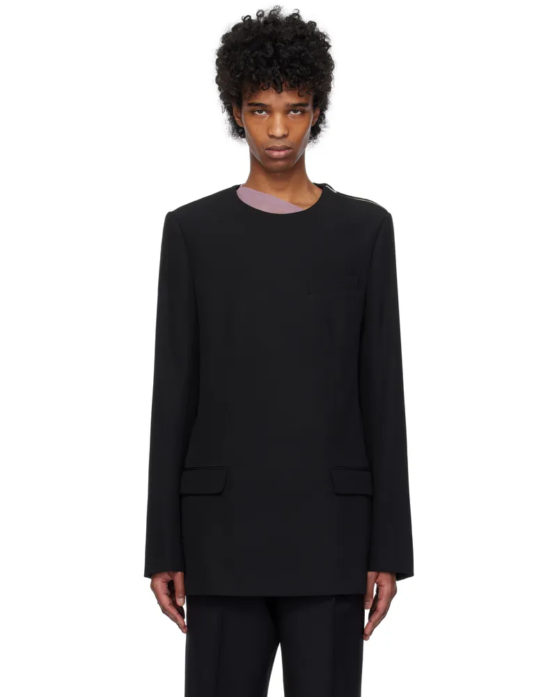 Dries van Noten Black Wool Barathea Blazer 900