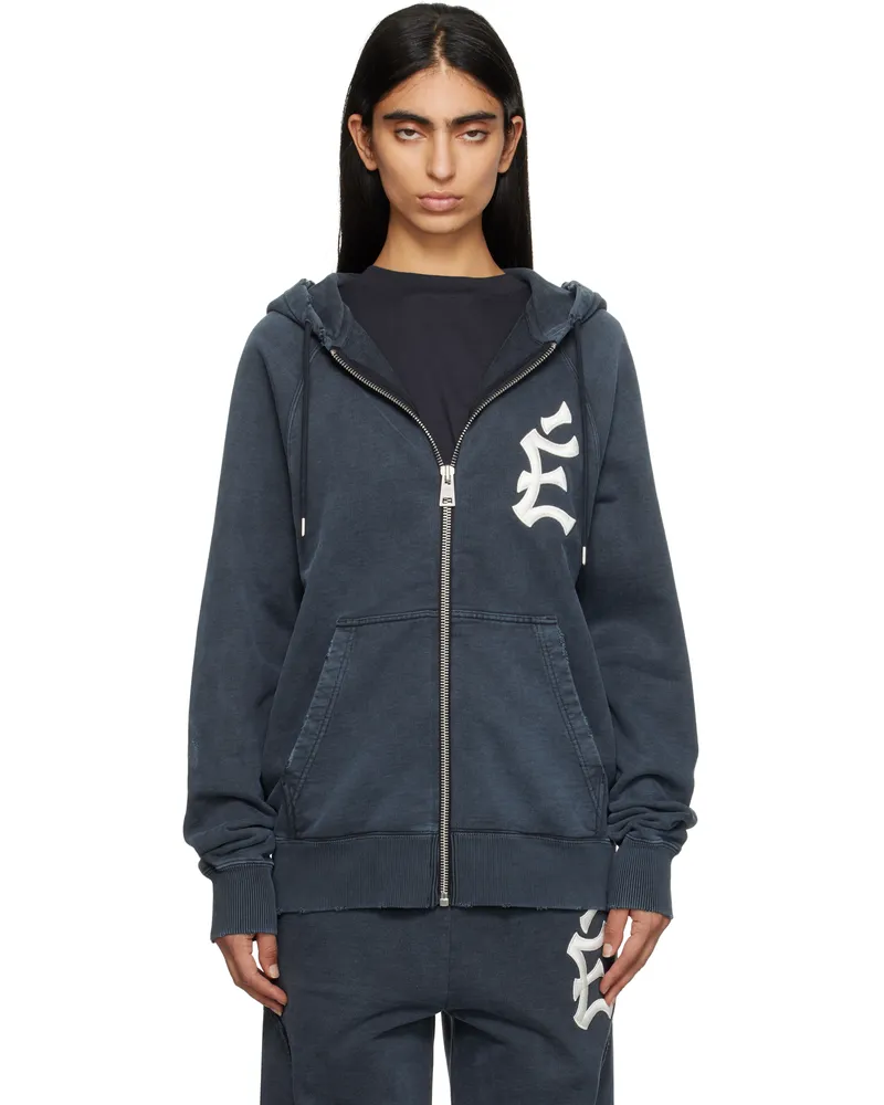 Études Studio Navy 'The City' Loose Zipped Hoodie Navy