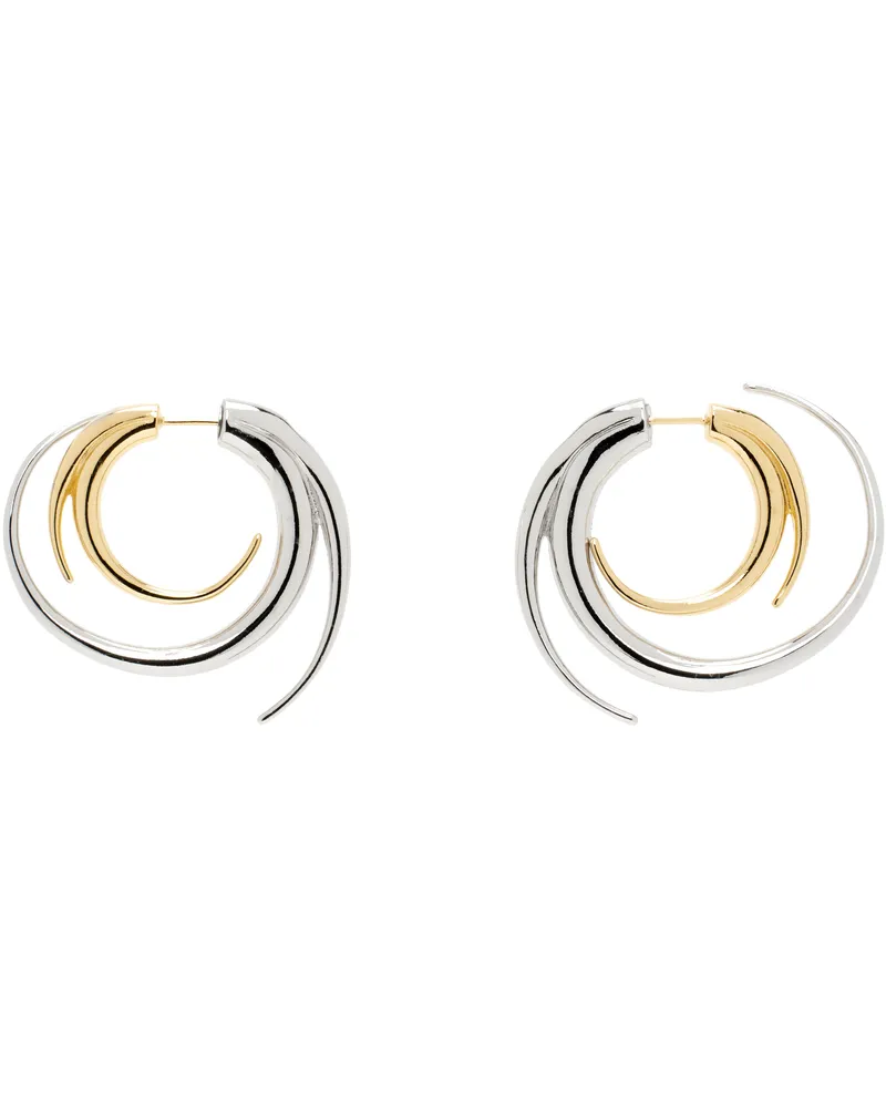 PANCONESI Silver & Gold Vortice Medium Earrings Brass