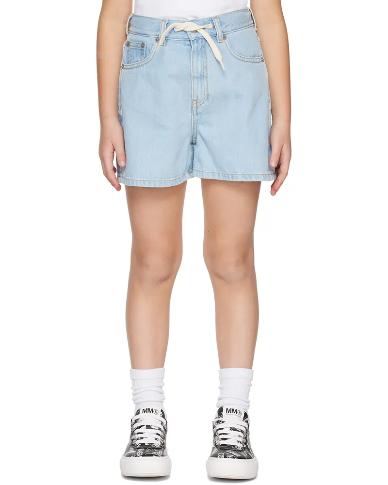 Maison Margiela Kids Blue Drawstring Denim Shorts M601