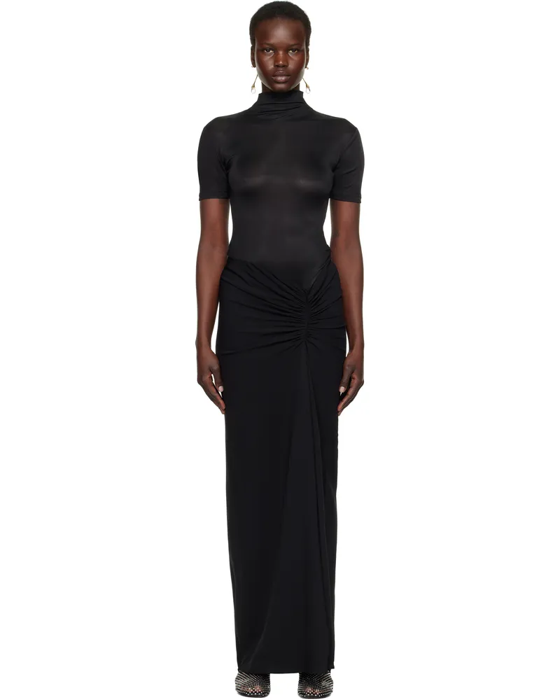 Christopher Esber Black Fusion Ruched Tee Maxi Dress Black