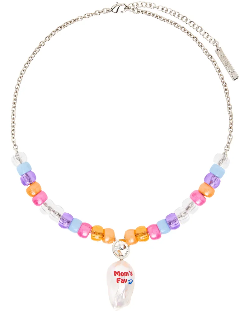 JIWINAIA SSENSE Exclusive Kids Silver 'Mom's Favourite' Necklace Palladium